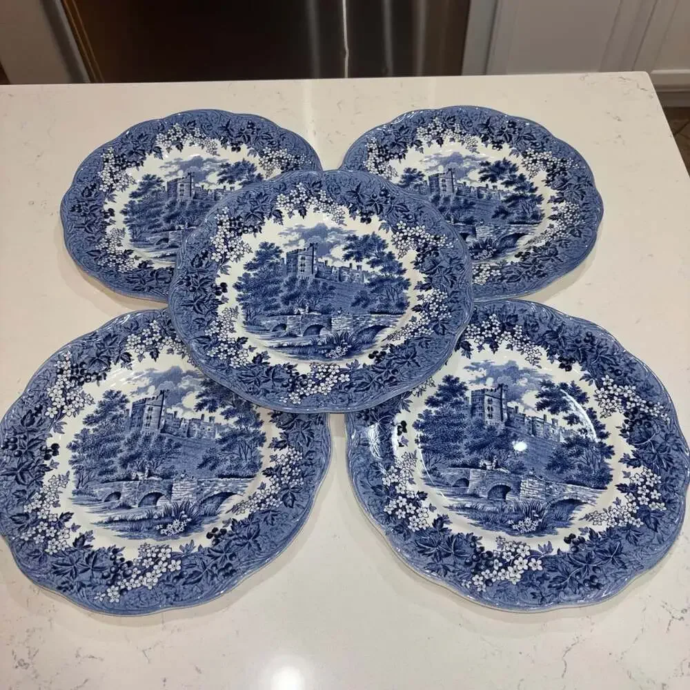 Vintage J & G Meakin Romantic England Haddon Hall Dinner Plate Set Of 5
